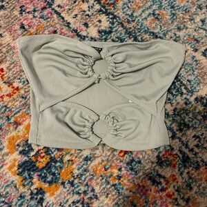 SHEIN Sage Green Cutout Crop Top